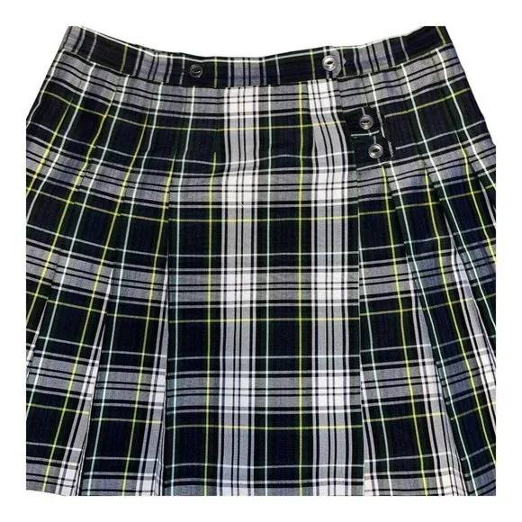 Flynn OHara Wrap Around Kilt Skirt 42 Pleated Academia Green School Uniform NEW - Picture 3 of 6